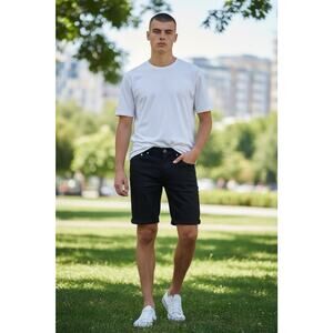 H&M Shorts Mens 31 Black Denim Slim Fit Casual Twill Stretch